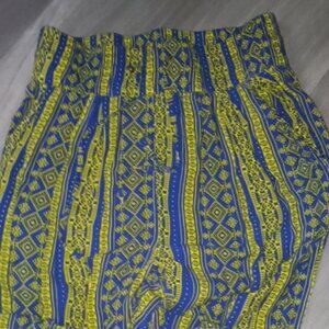 Love & Love Blue and Yellow Flowy Pants